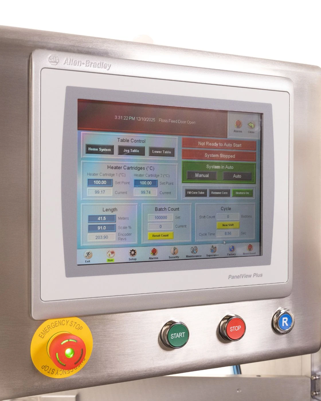 The FW-5050 Floss Winder Control System HMI.